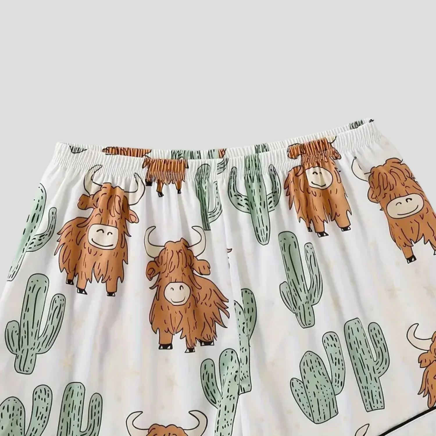 Ceylan Highland Cow Cactus Women's Pajama Set - Image 14