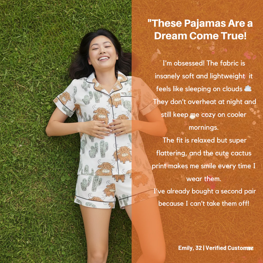 Ceylan Highland Cow Cactus Women's Pajama Set - Image 3