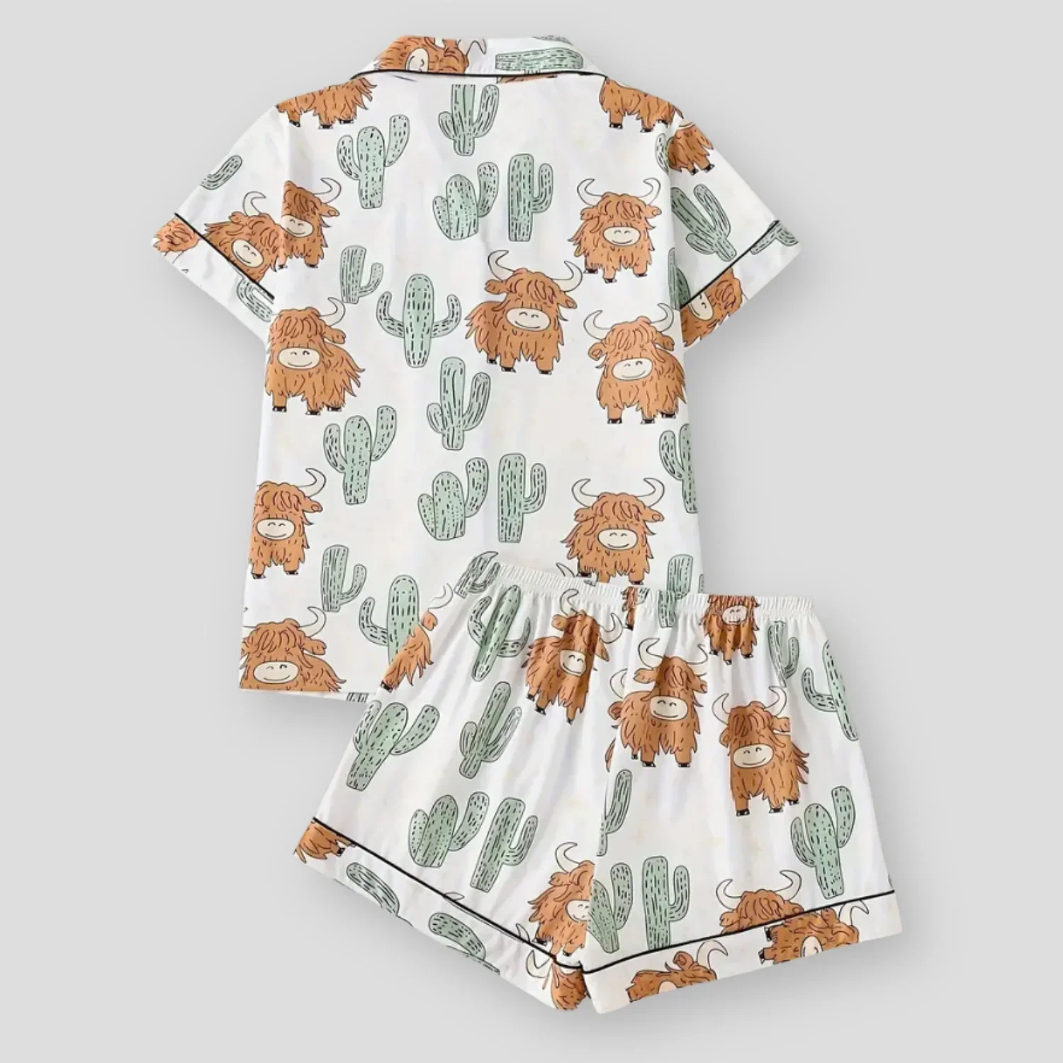 Ceylan Highland Cow Cactus Women's Pajama Set - Image 6