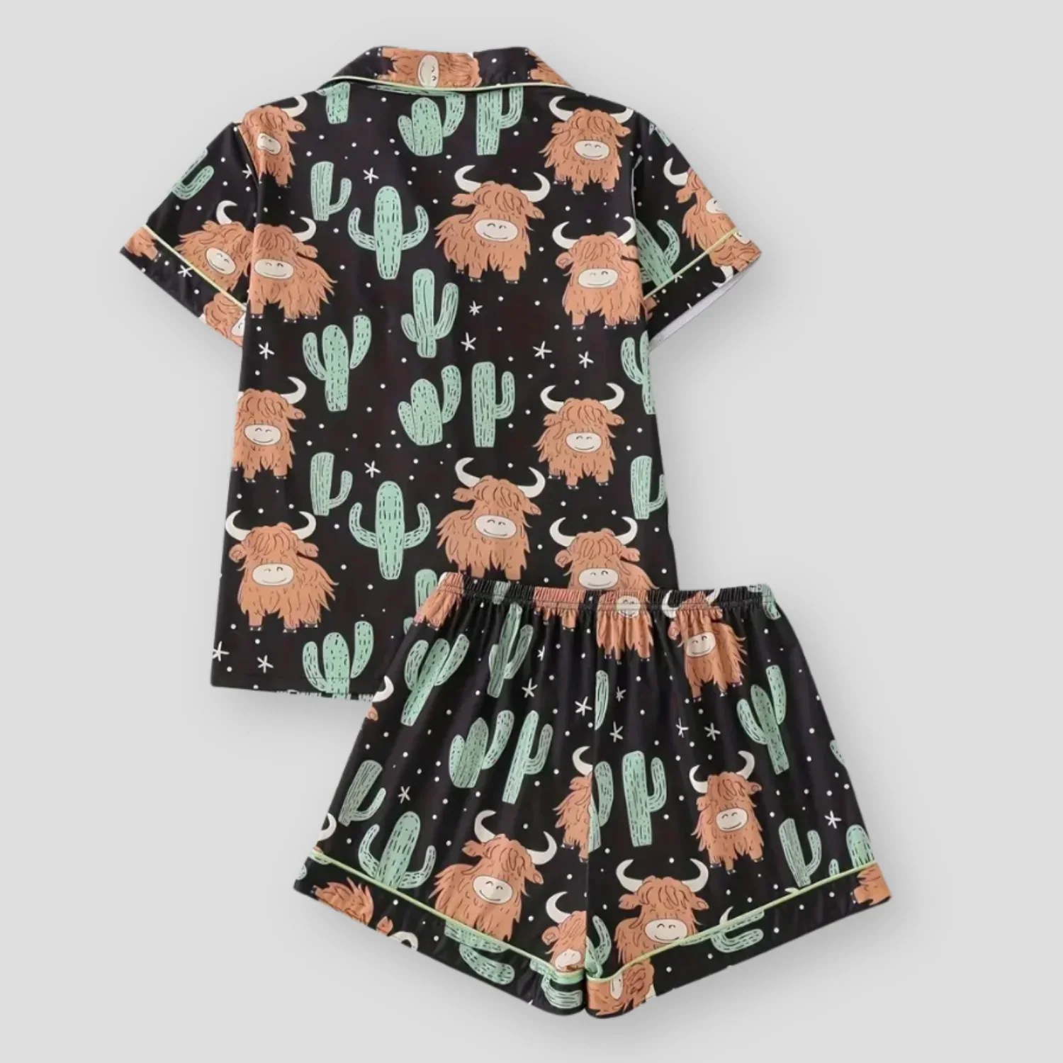 Ceylan Highland Cow Cactus Women's Pajama Set - Image 7