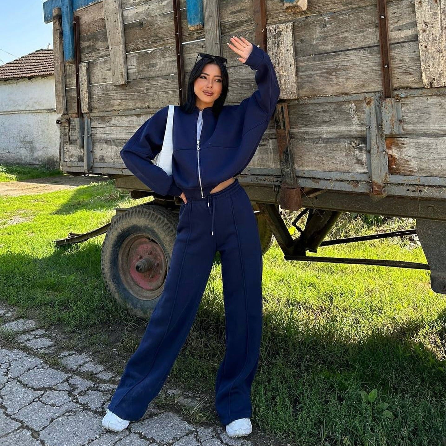 Ceylan Oversized Zip Up Sweatsuit Set - Image 7