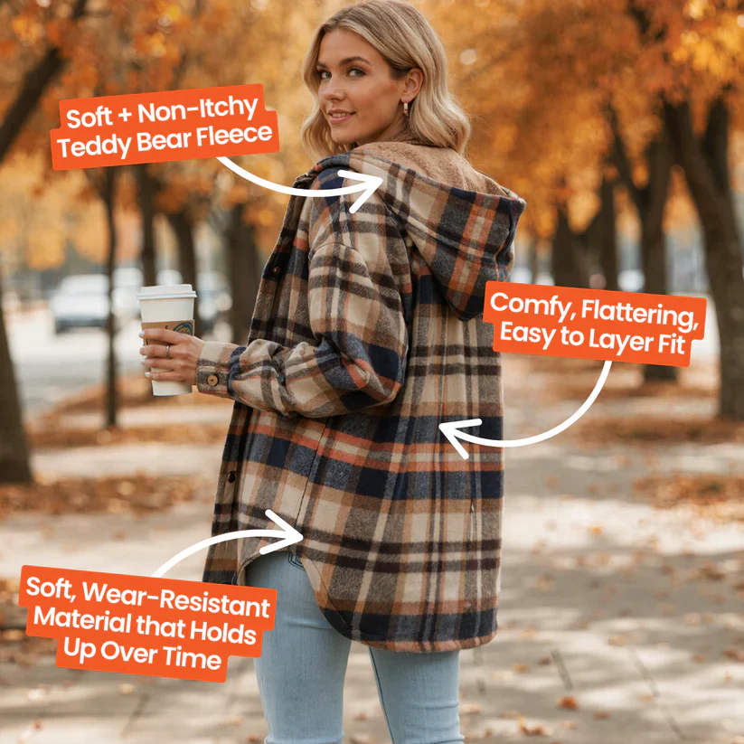 Ceylan Teddy Bear Cozy Flannel Jacket - Image 3