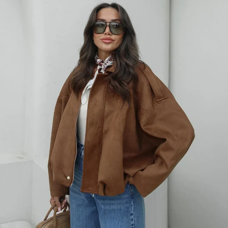 Ceylan Cozy Suede Bomber Jacket - Image 6