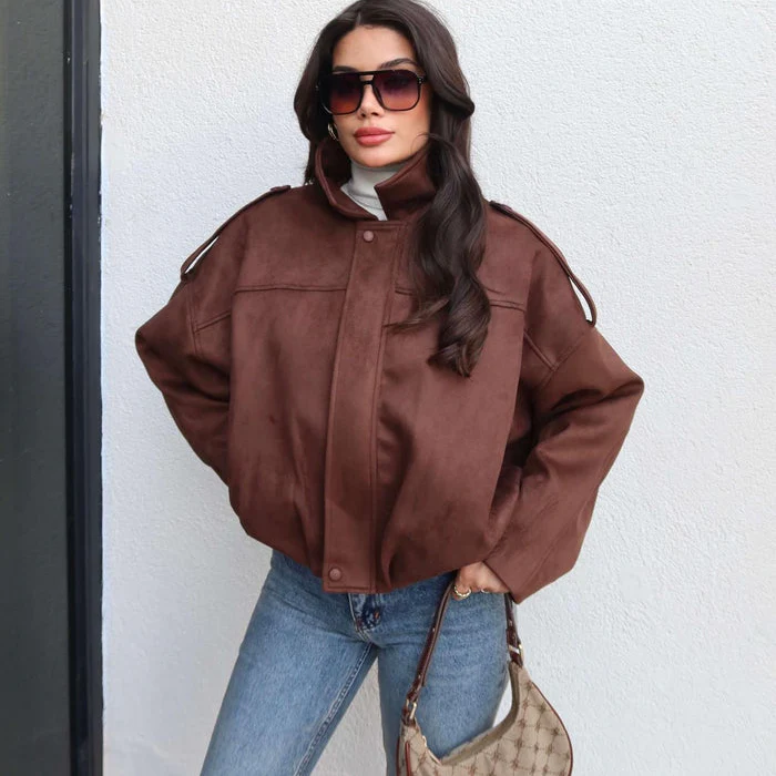 Ceylan Cozy Suede Bomber Jacket - Image 7