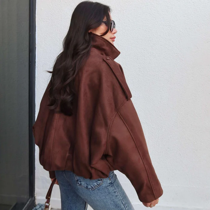 Ceylan Cozy Suede Bomber Jacket - Image 8