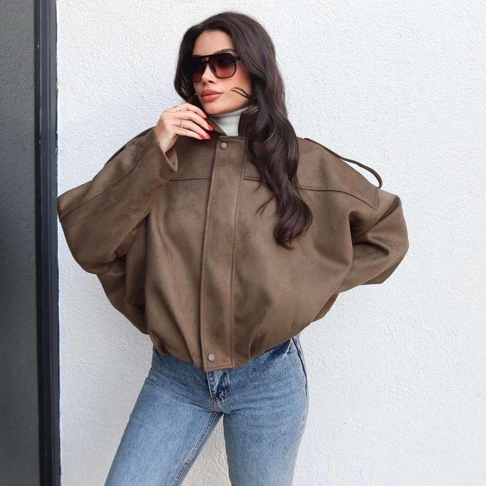 Ceylan Cozy Suede Bomber Jacket - Image 9