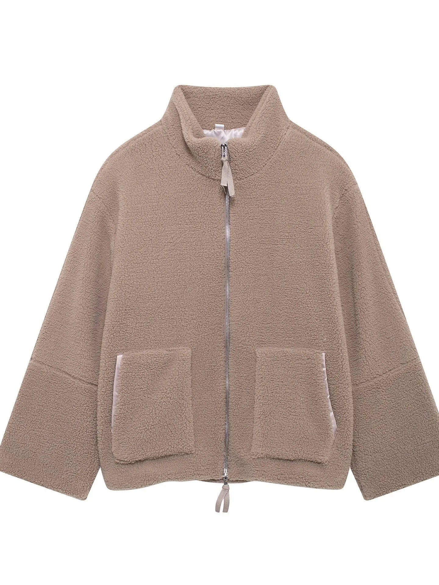 Ceylan High Collar Sherpa Jacket - Premium Zip Up Teddy Coat - Image 3