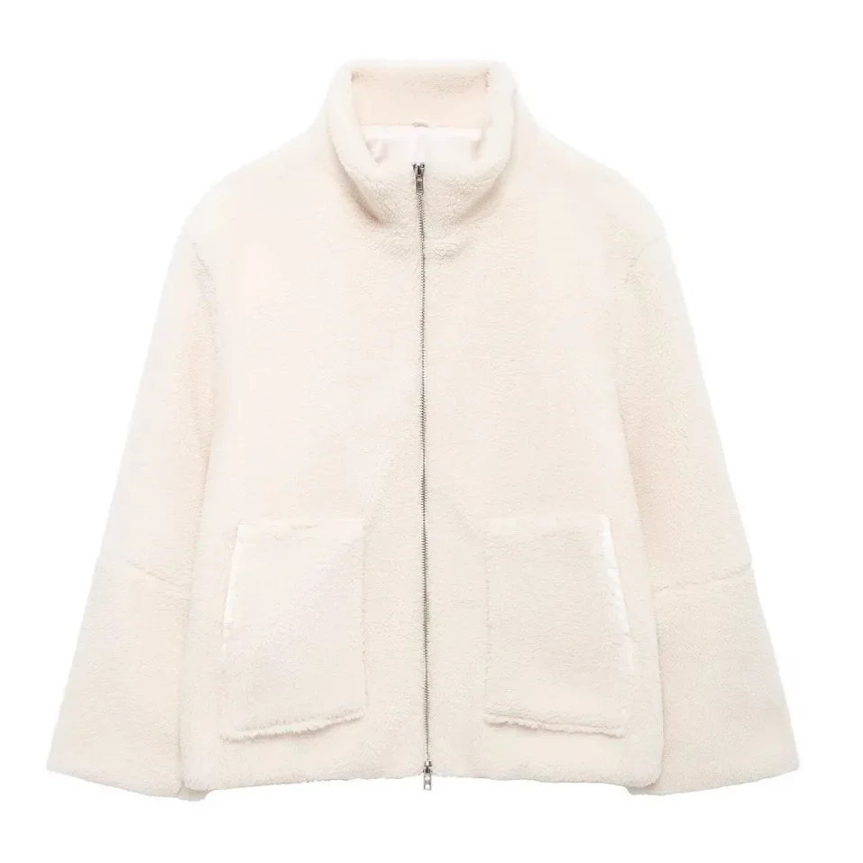 Ceylan High Collar Sherpa Jacket - Premium Zip Up Teddy Coat - Image 8