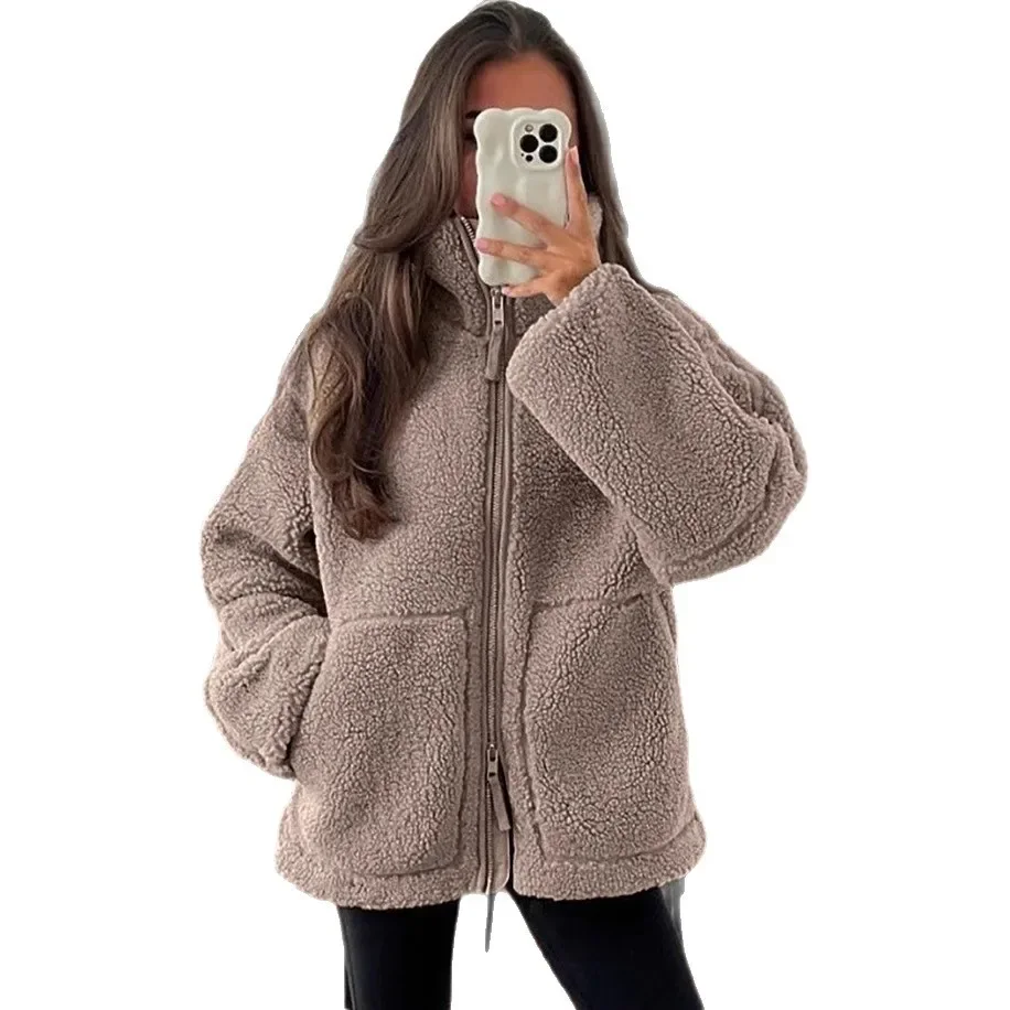 Ceylan High Collar Sherpa Jacket - Premium Zip Up Teddy Coat - Image 9