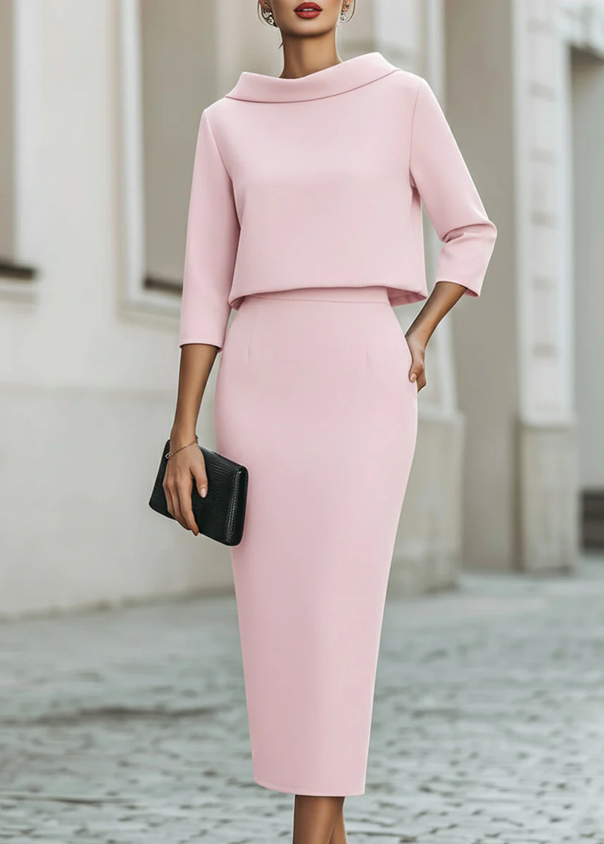 Ceylan Women’s Boat Neck Midi Skirt Set with Elegant 3/4 Sleeves - Image 5