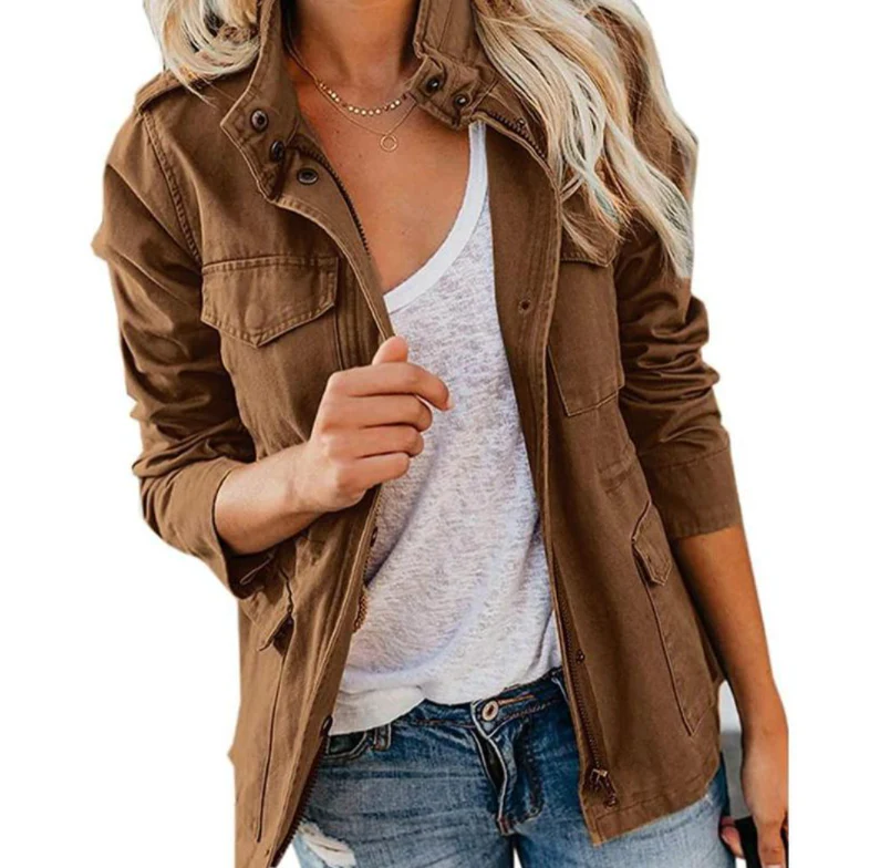 Ceylan Women¡¯s Cargo Utility Jacket Multi-Pocket Field Coat - Image 2