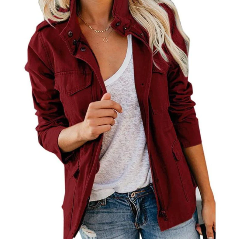 Ceylan Women¡¯s Cargo Utility Jacket Multi-Pocket Field Coat - Image 6