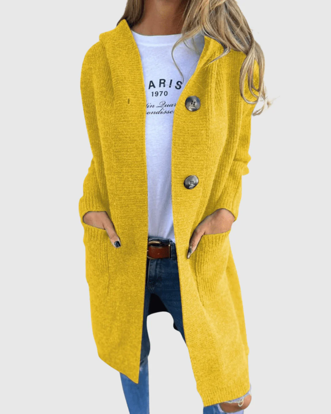 Ceylan Women’s Chunky Knit Longline Button Cardigan - Image 4