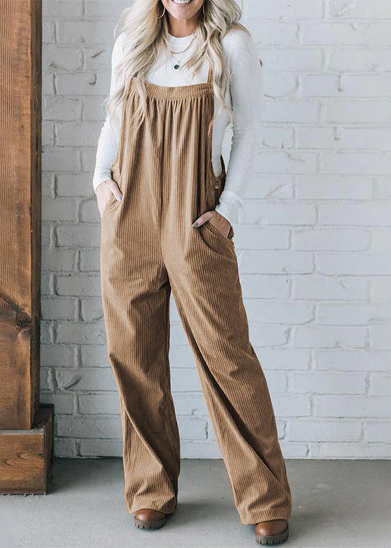 Ceylan Women’s Corduroy Overalls with Relaxed Wide Leg - Image 3