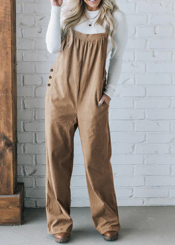 Ceylan Women’s Corduroy Overalls with Relaxed Wide Leg - Image 8