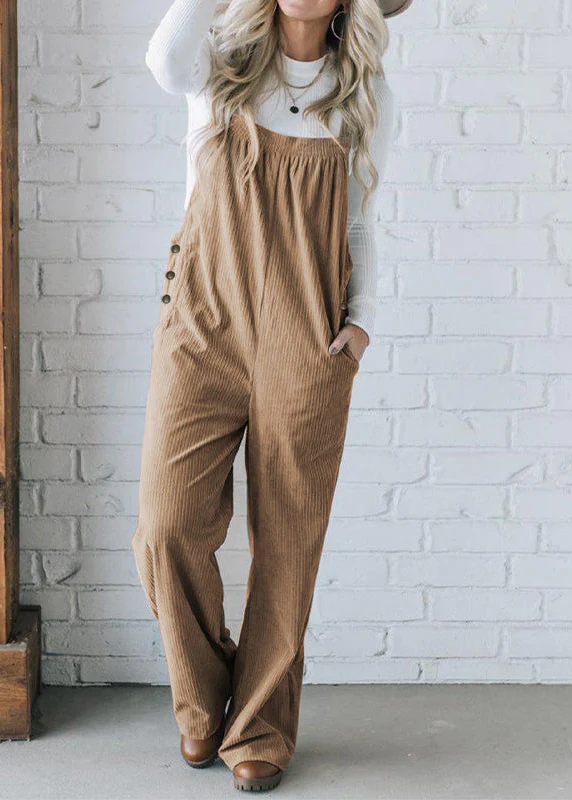 Ceylan Women’s Corduroy Overalls with Relaxed Wide Leg - Image 9