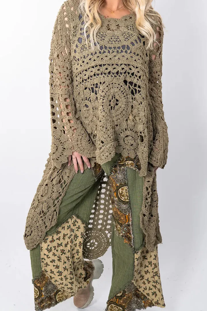 Ceylan Women’s Crochet Pullover with Relaxed Boho Knit Texture - Image 2