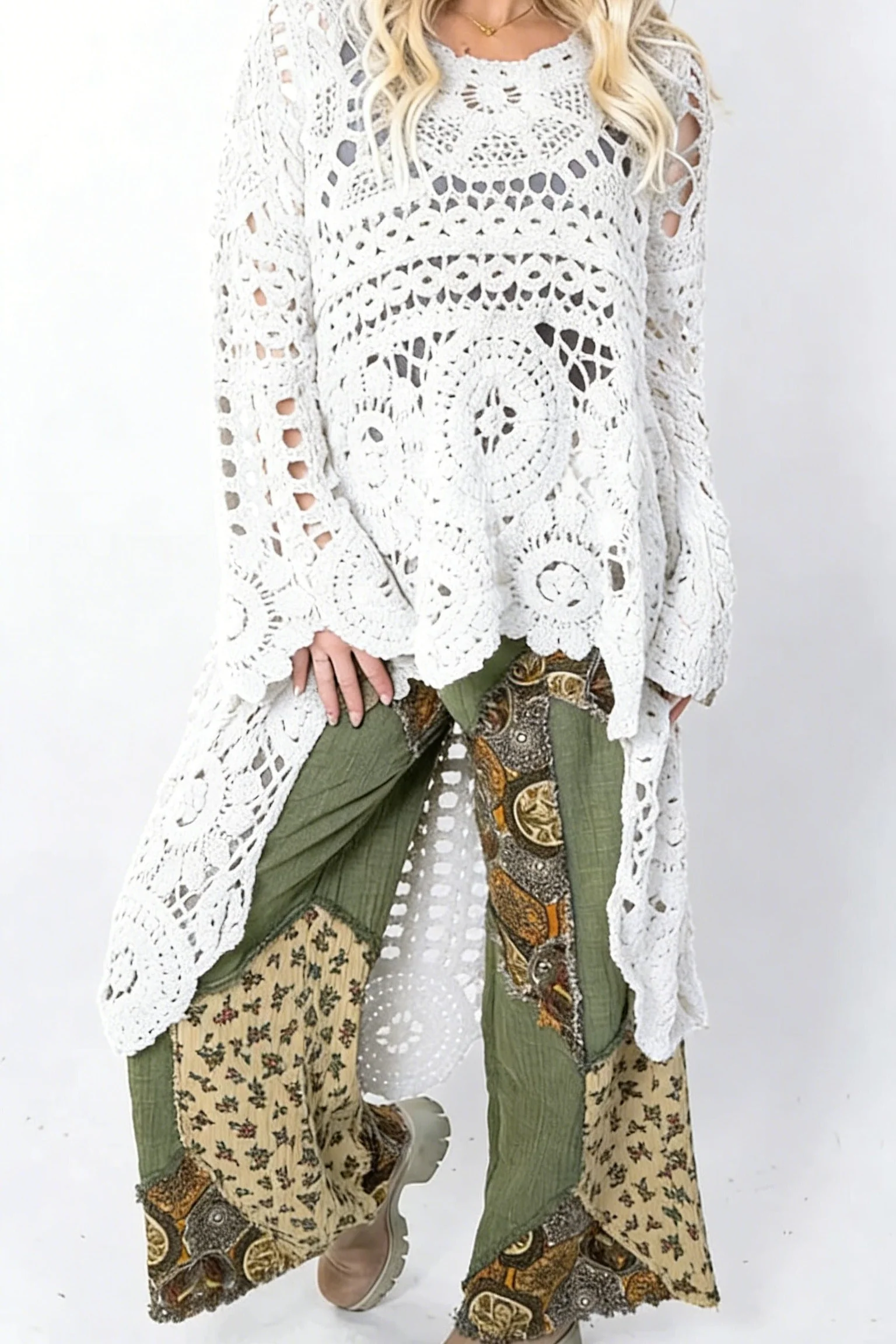 Ceylan Women’s Crochet Pullover with Relaxed Boho Knit Texture - Image 5