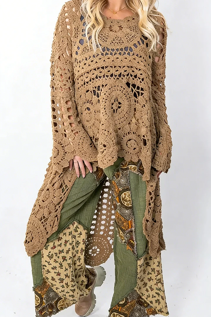 Ceylan Women’s Crochet Pullover with Relaxed Boho Knit Texture - Image 6