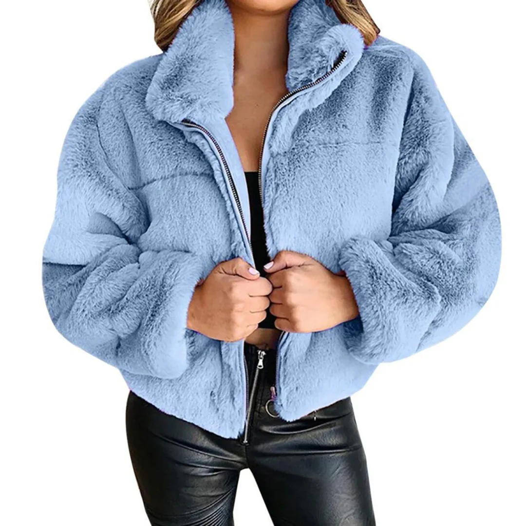 Ceylan Women¡¯s Cropped Faux Fur Zip-Up Jacket - Image 10