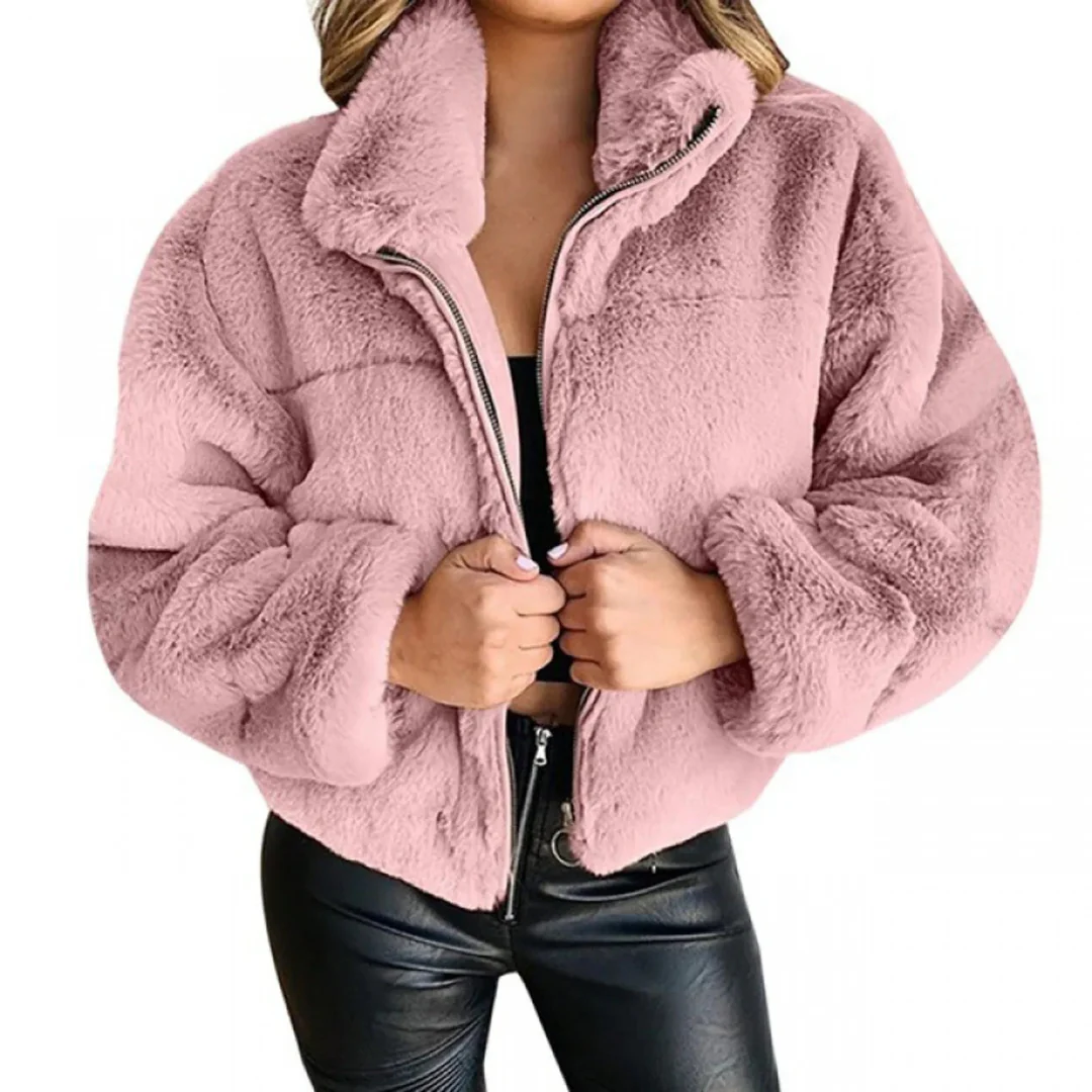 Ceylan Women¡¯s Cropped Faux Fur Zip-Up Jacket - Image 11