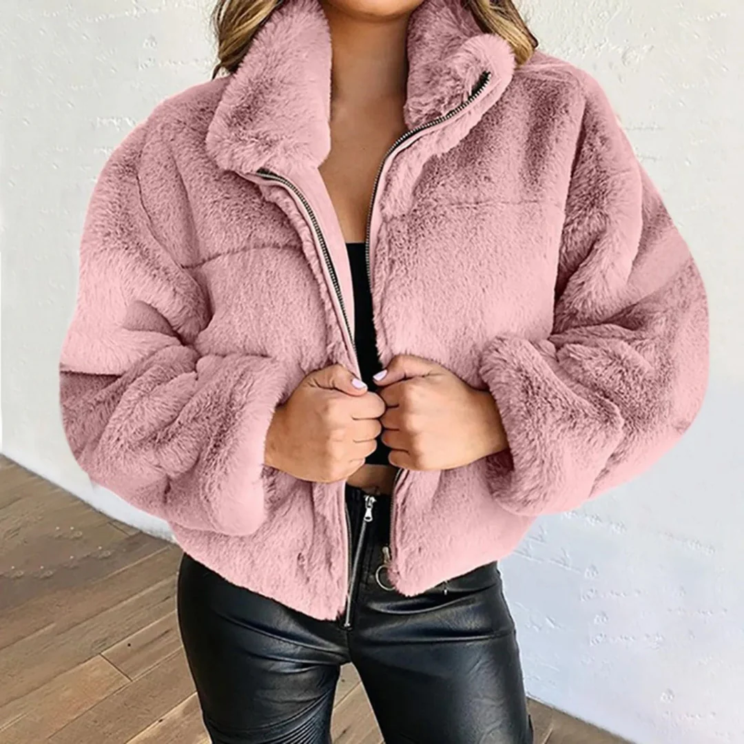 Ceylan Women¡¯s Cropped Faux Fur Zip-Up Jacket - Image 7