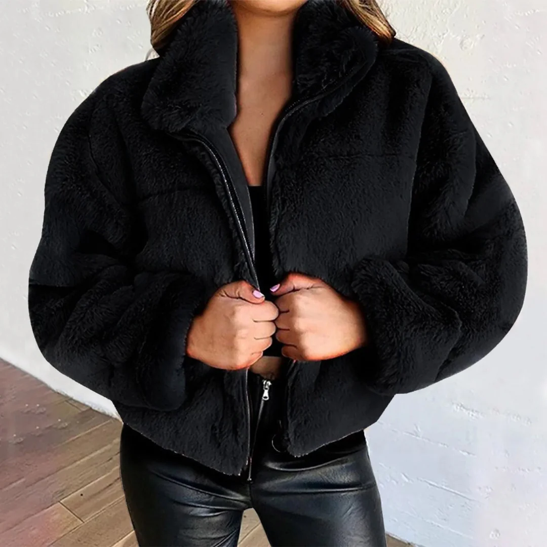 Ceylan Women¡¯s Cropped Faux Fur Zip-Up Jacket - Image 8
