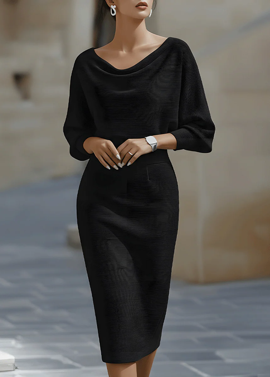 Ceylan Women's Draped Batwing Midi Dress with Cowl Neckline - Image 2