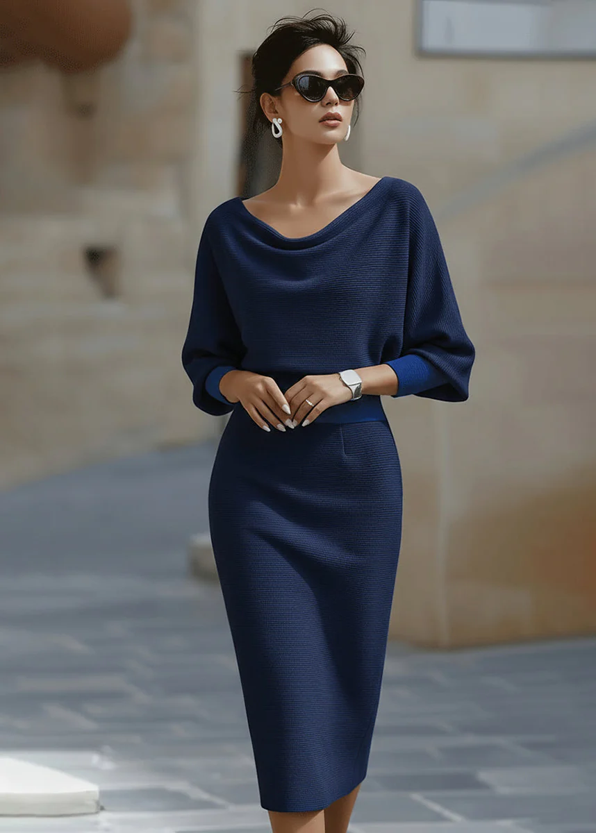 Ceylan Women's Draped Batwing Midi Dress with Cowl Neckline - Image 6