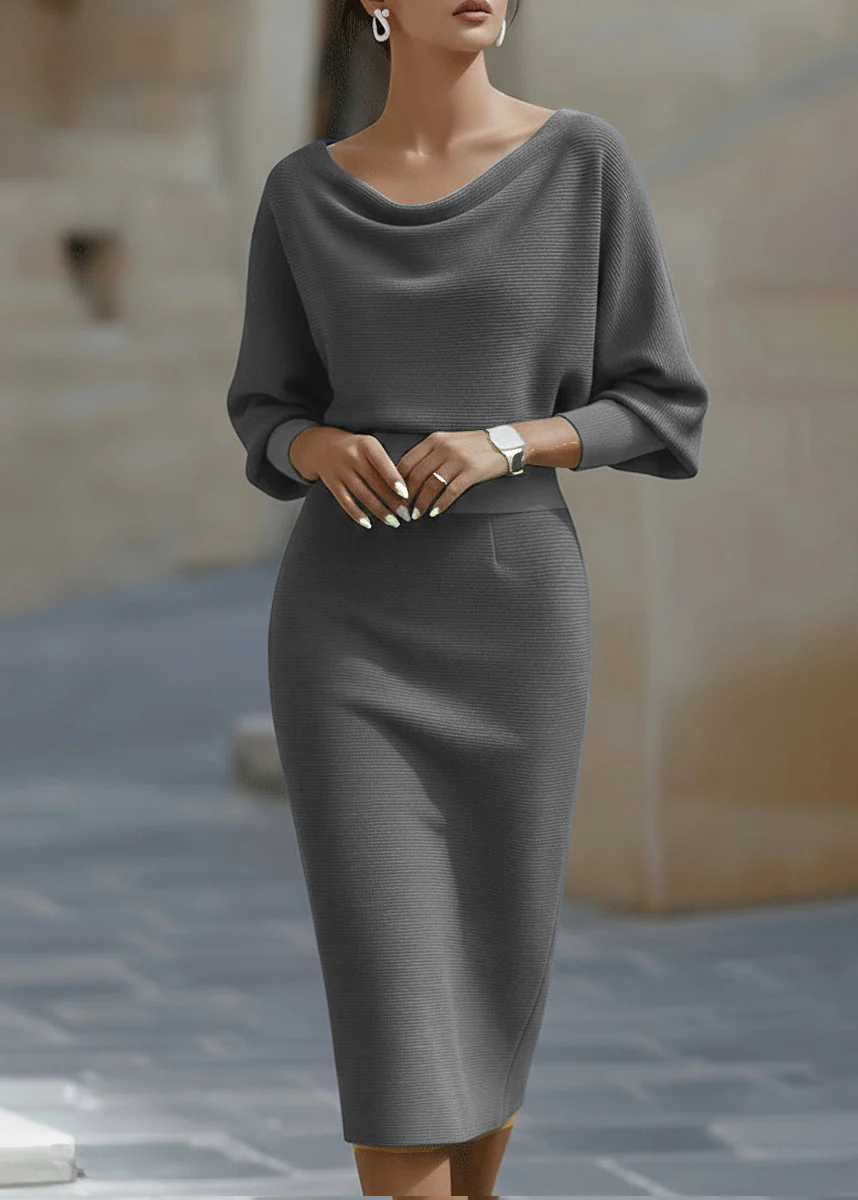 Ceylan Women's Draped Batwing Midi Dress with Cowl Neckline - Image 7