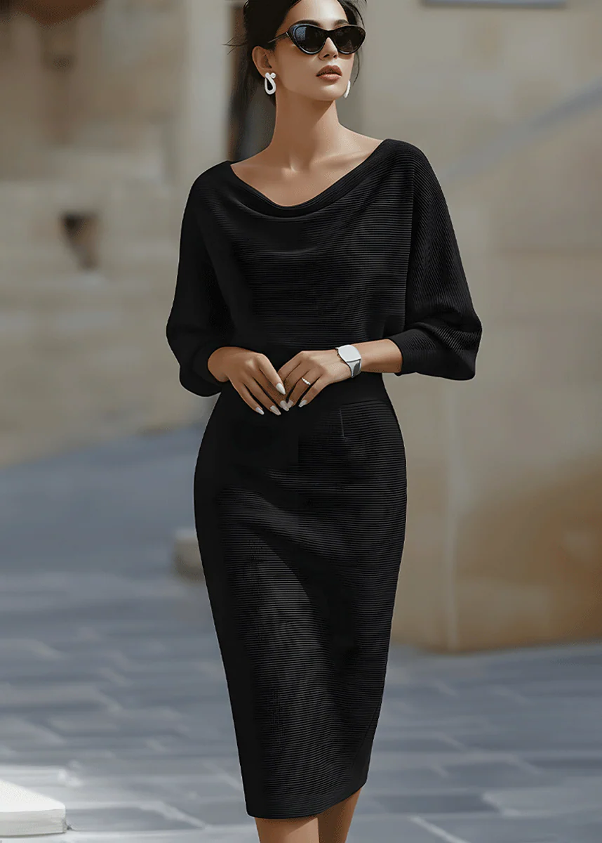 Ceylan Women's Draped Batwing Midi Dress with Cowl Neckline - Image 9