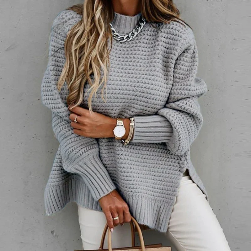 Ceylan Women’s Drawstring Side Slit Knit Sweater Pullover - Image 2