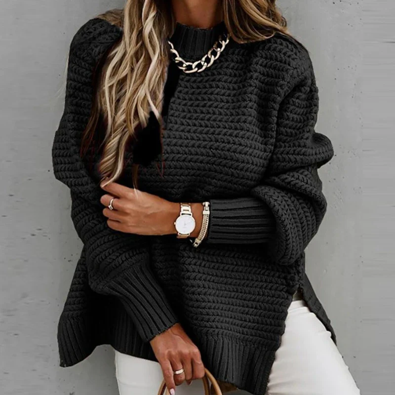 Ceylan Women’s Drawstring Side Slit Knit Sweater Pullover - Image 3