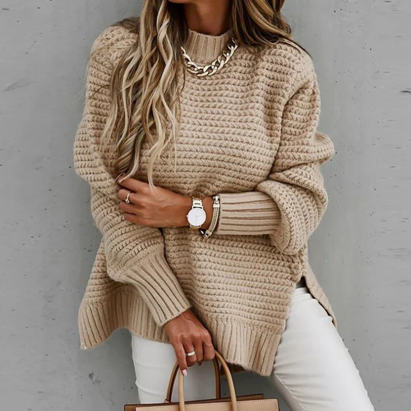 Ceylan Women’s Drawstring Side Slit Knit Sweater Pullover - Image 4