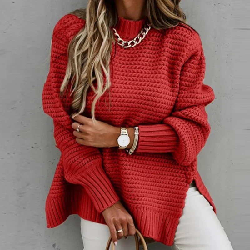 Ceylan Women’s Drawstring Side Slit Knit Sweater Pullover - Image 7