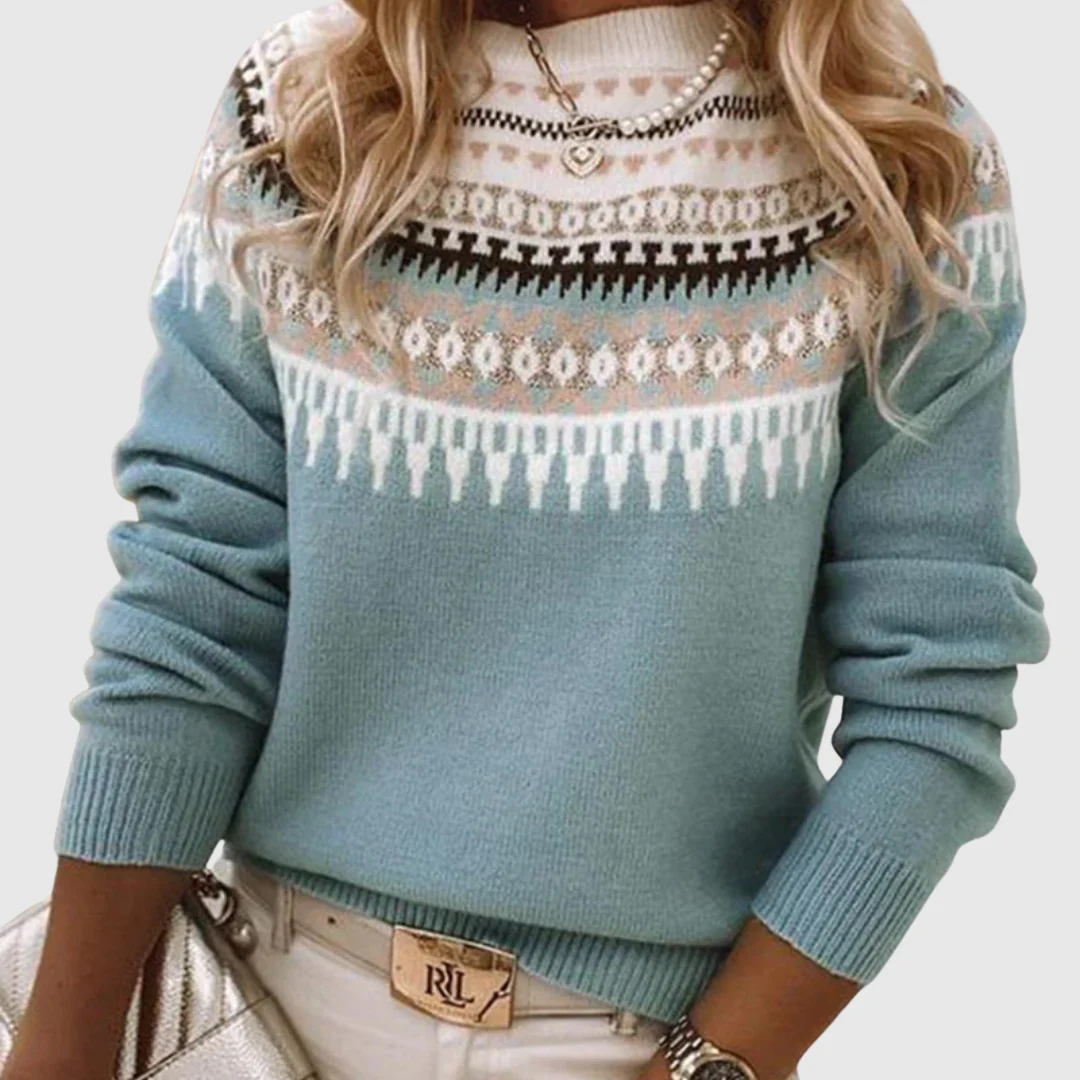 Ceylan Women¡¯s Fair Isle Sweater Nordic Pattern Pullover - Image 2