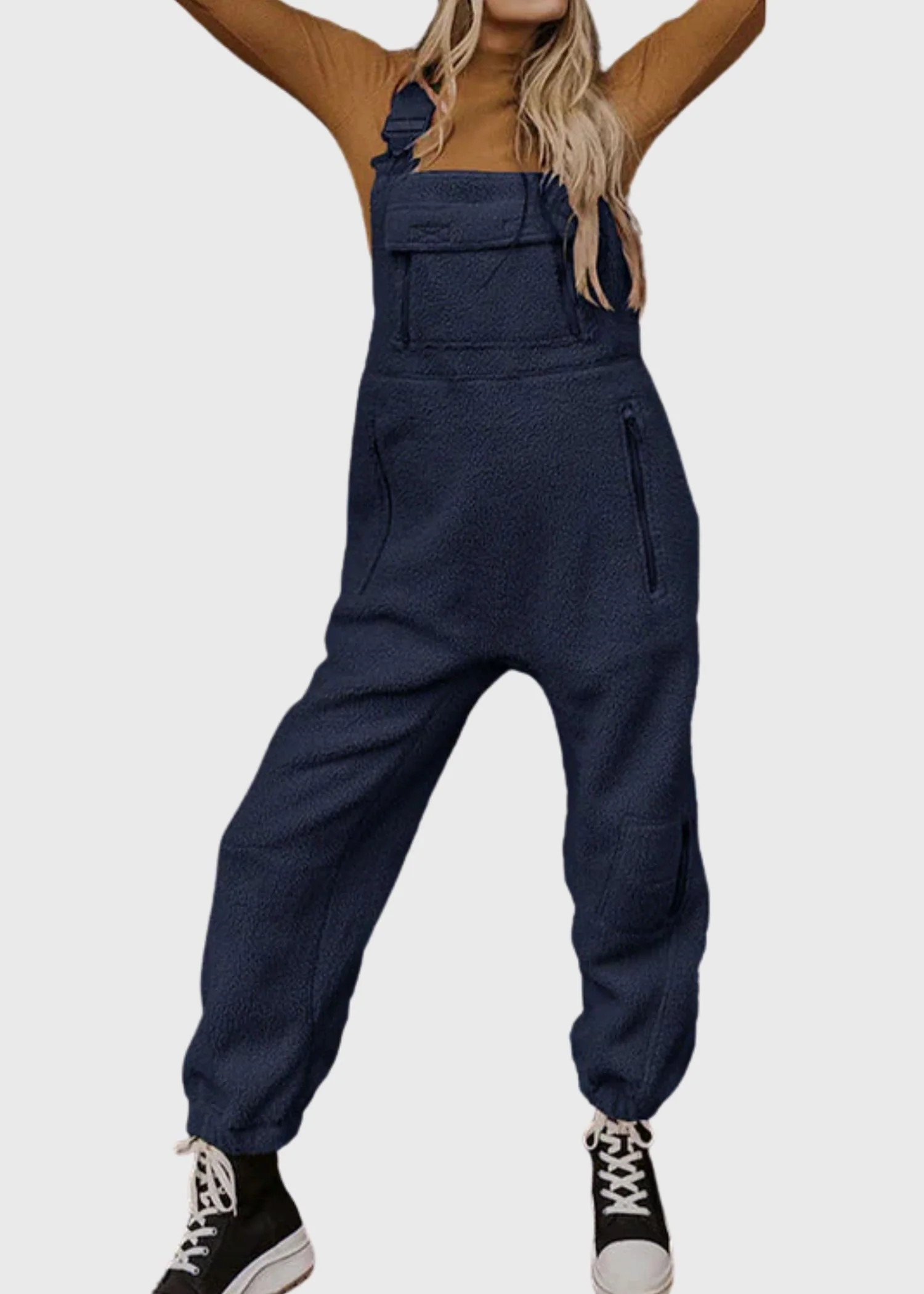 Ceylan Women's Fleece Thermal Overalls with Zippered Pockets - Image 2