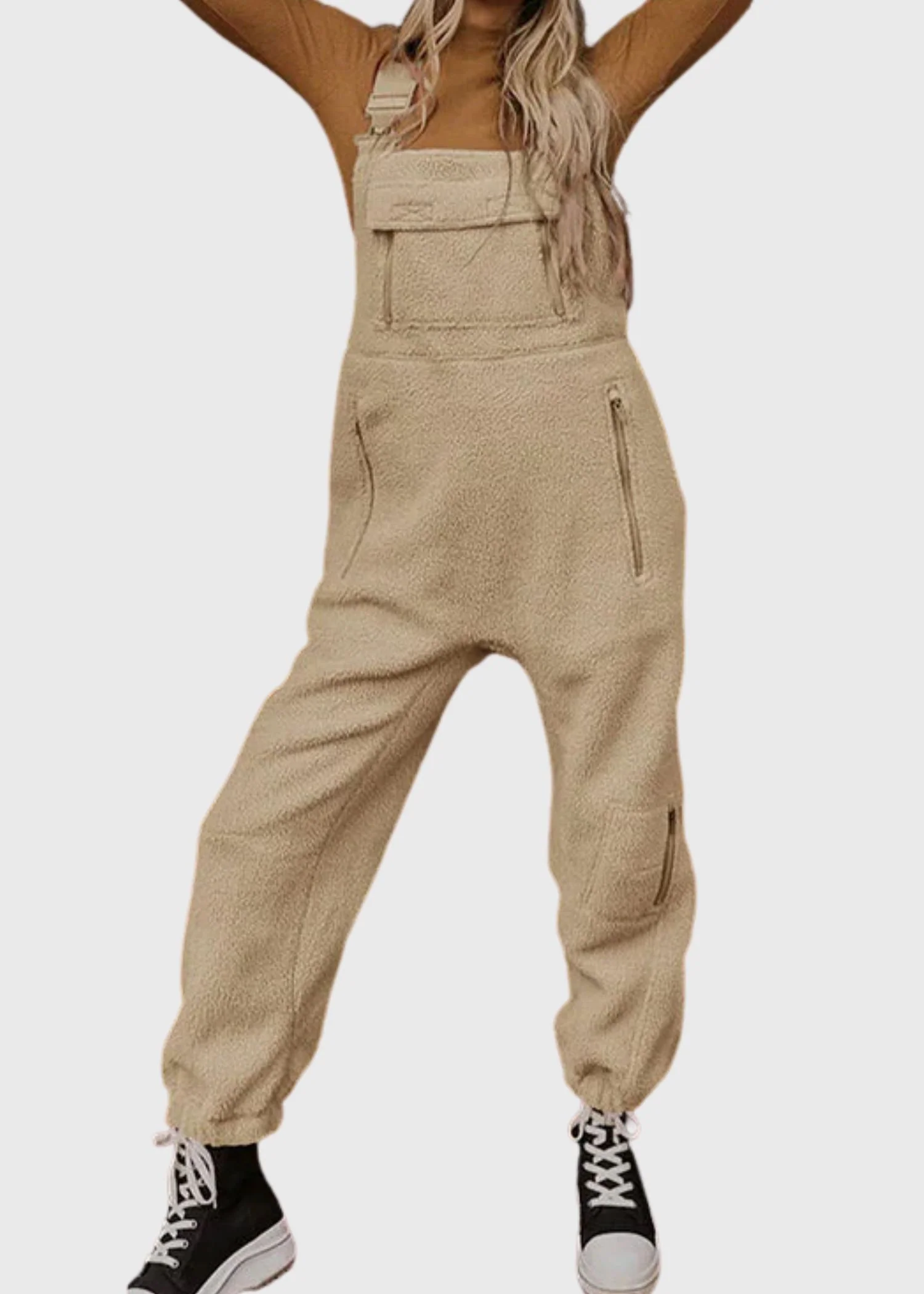 Ceylan Women's Fleece Thermal Overalls with Zippered Pockets - Image 7