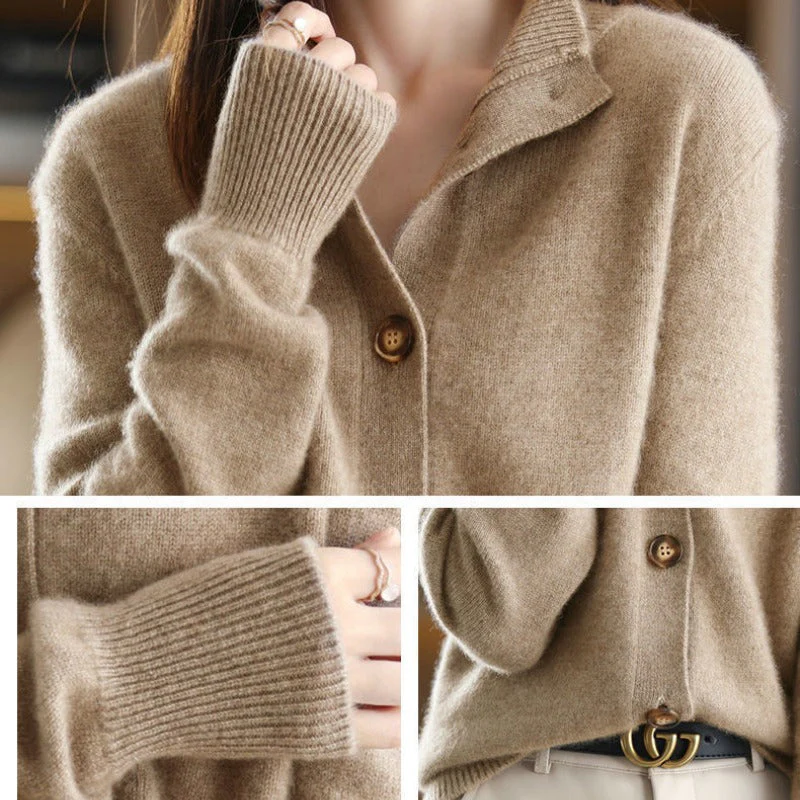 Ceylan Women’s Gold Button Textured Knit Cardigan Sweater - Image 7