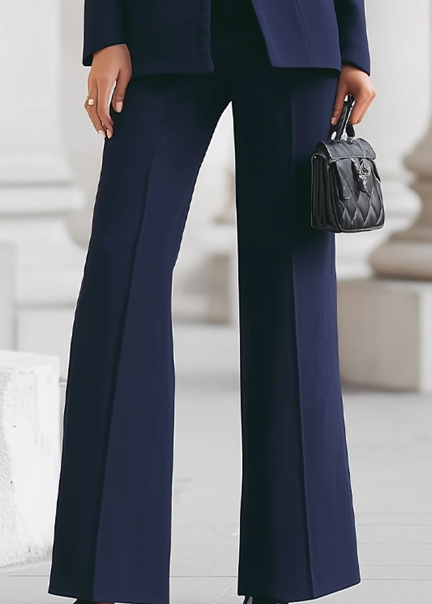 Ceylan Women’s High Collar Blazer and Wide Leg Trouser Suit Set - Image 8