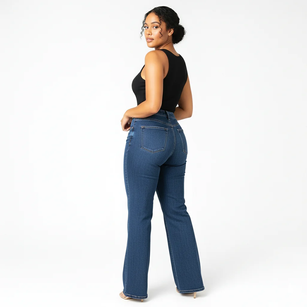 Ceylan Women¡¯s High Rise Flare Jeans Stretch Bell Bottom - Image 3