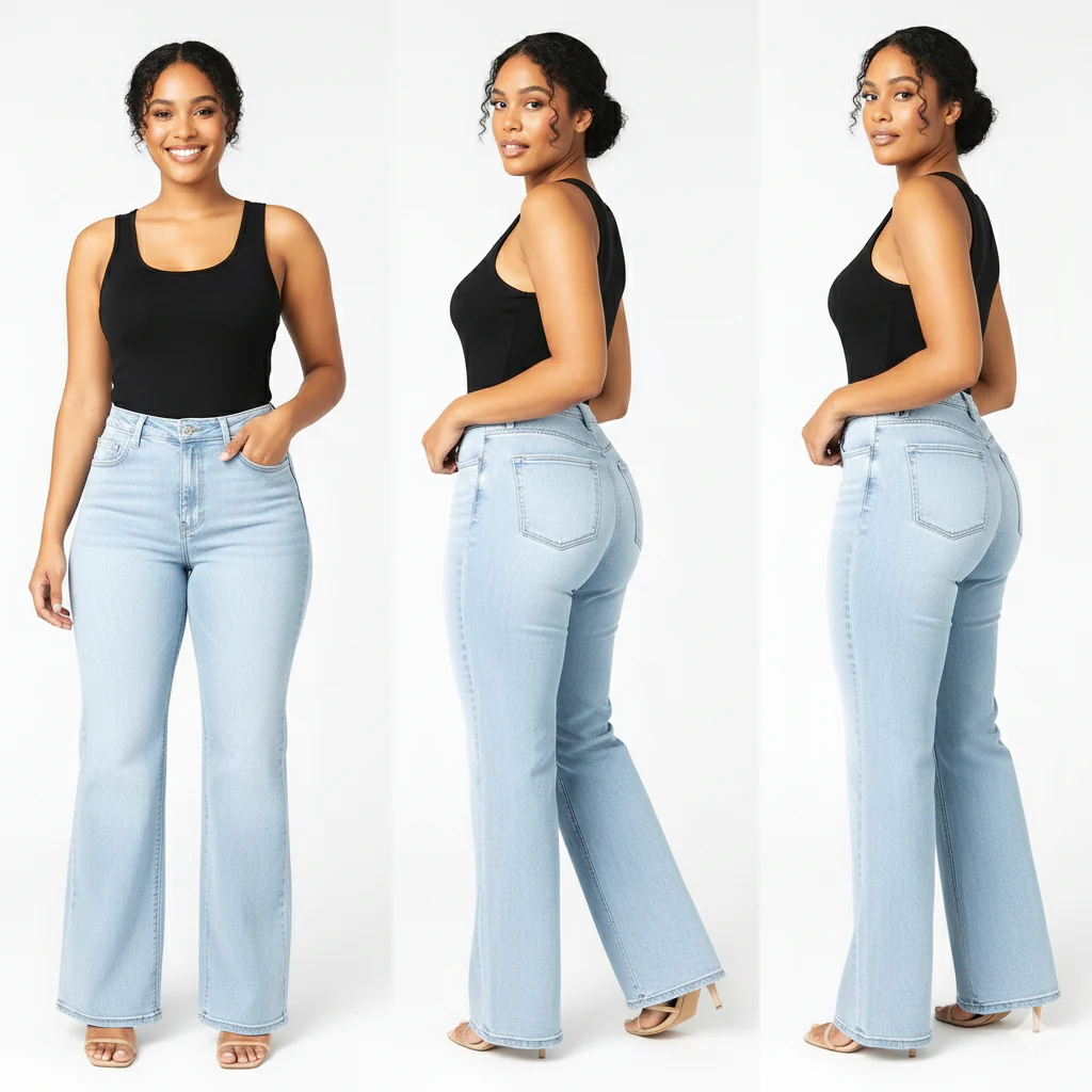 Ceylan Women¡¯s High Rise Flare Jeans Stretch Bell Bottom - Image 7