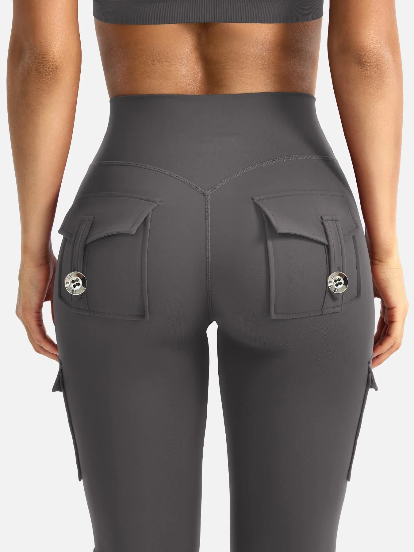 Ceylan Women¡¯s High Waist Cargo Flare Leggings with Pockets - Image 4