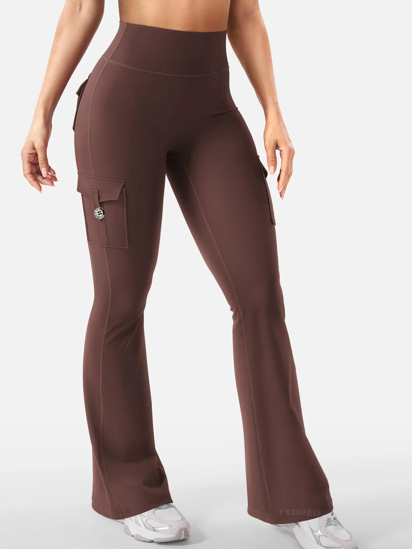 Ceylan Women¡¯s High Waist Cargo Flare Leggings with Pockets - Image 5