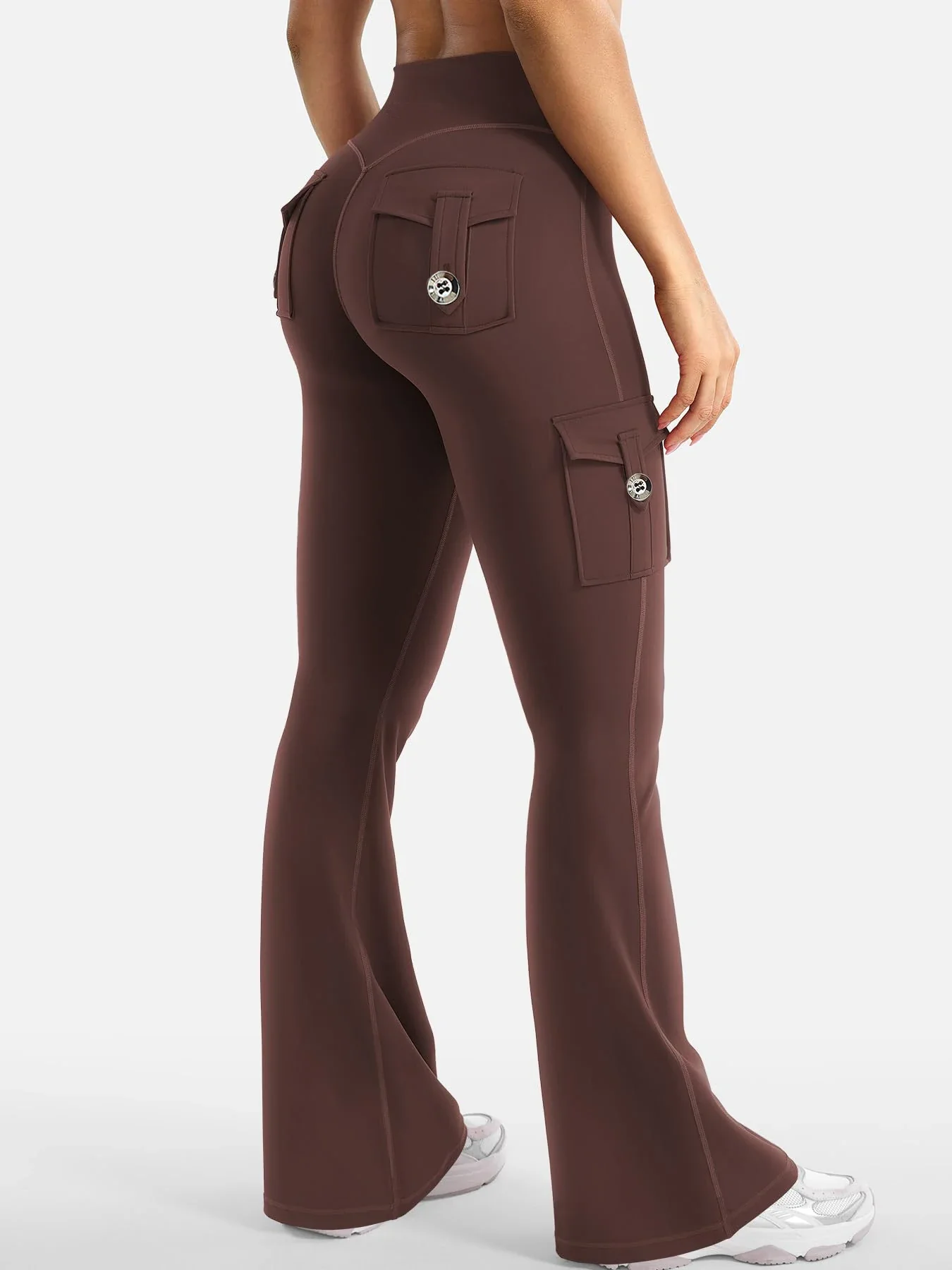 Ceylan Women¡¯s High Waist Cargo Flare Leggings with Pockets - Image 6