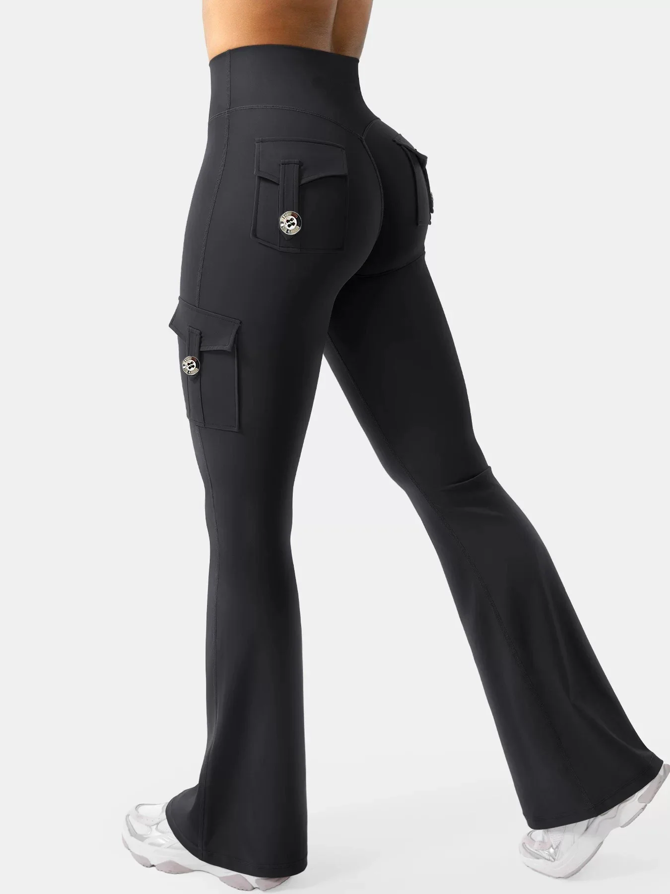 Ceylan Women¡¯s High Waist Cargo Flare Leggings with Pockets - Image 7