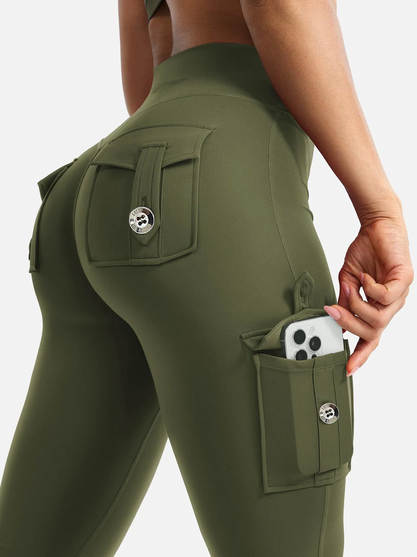 Ceylan Women¡¯s High Waist Cargo Flare Leggings with Pockets - Image 8