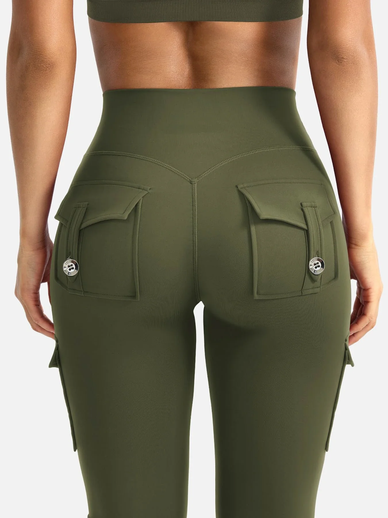 Ceylan Women¡¯s High Waist Cargo Flare Leggings with Pockets - Image 9