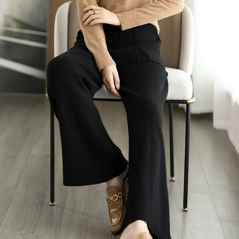 Ceylan Women’s High Waisted Wool Trousers Pleated Wide Leg - Image 10