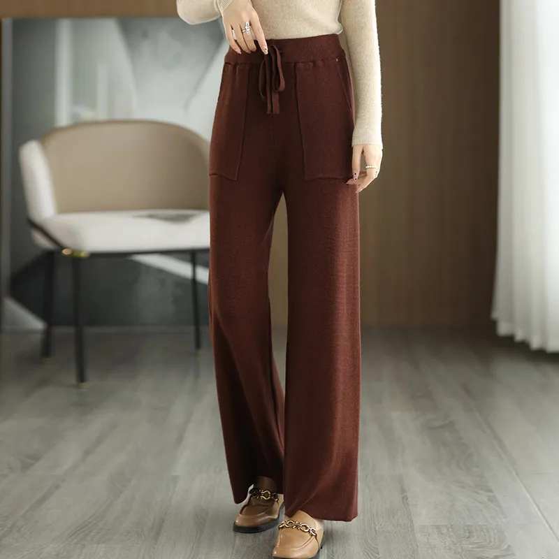 Ceylan Women’s High Waisted Wool Trousers Pleated Wide Leg - Image 3